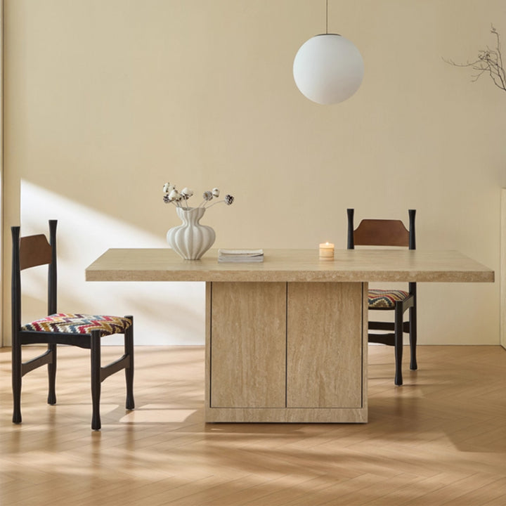 MAS-3490 Masdio Modern Travertine Storage Dining Table