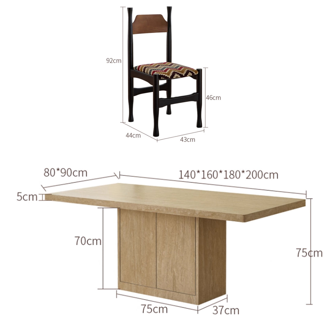 MAS-3490 Masdio Modern Travertine Storage Dining Table