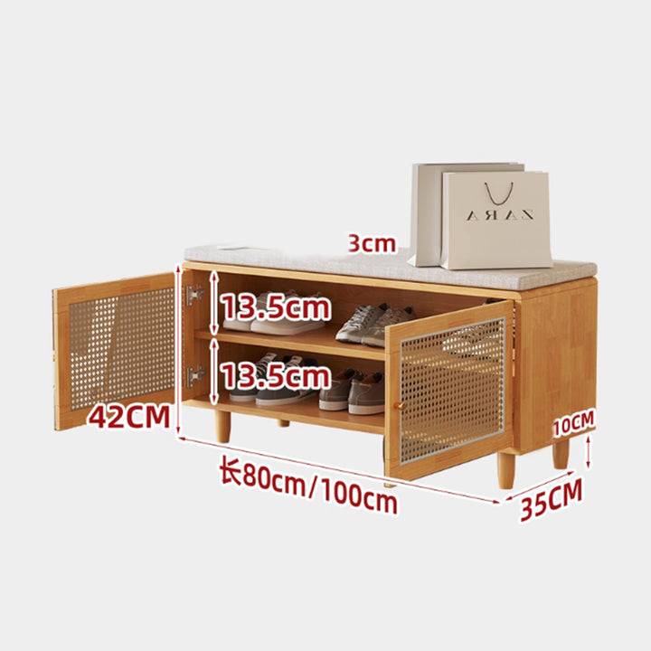MAS-3499 Masdio Japandi Solid Wood Storage Bench