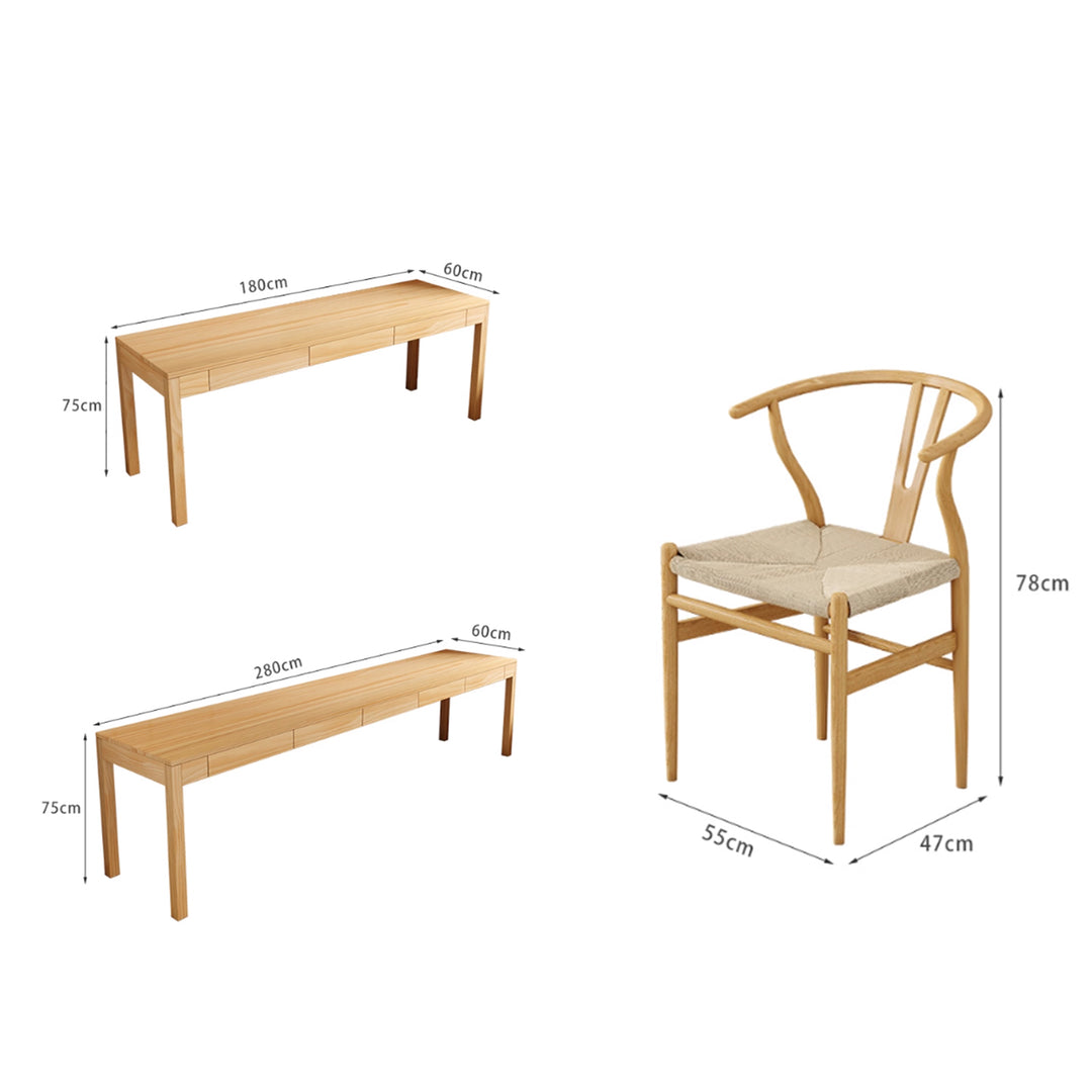 MAS-3553 Masdio Scandinavian Solid Wood Study Table