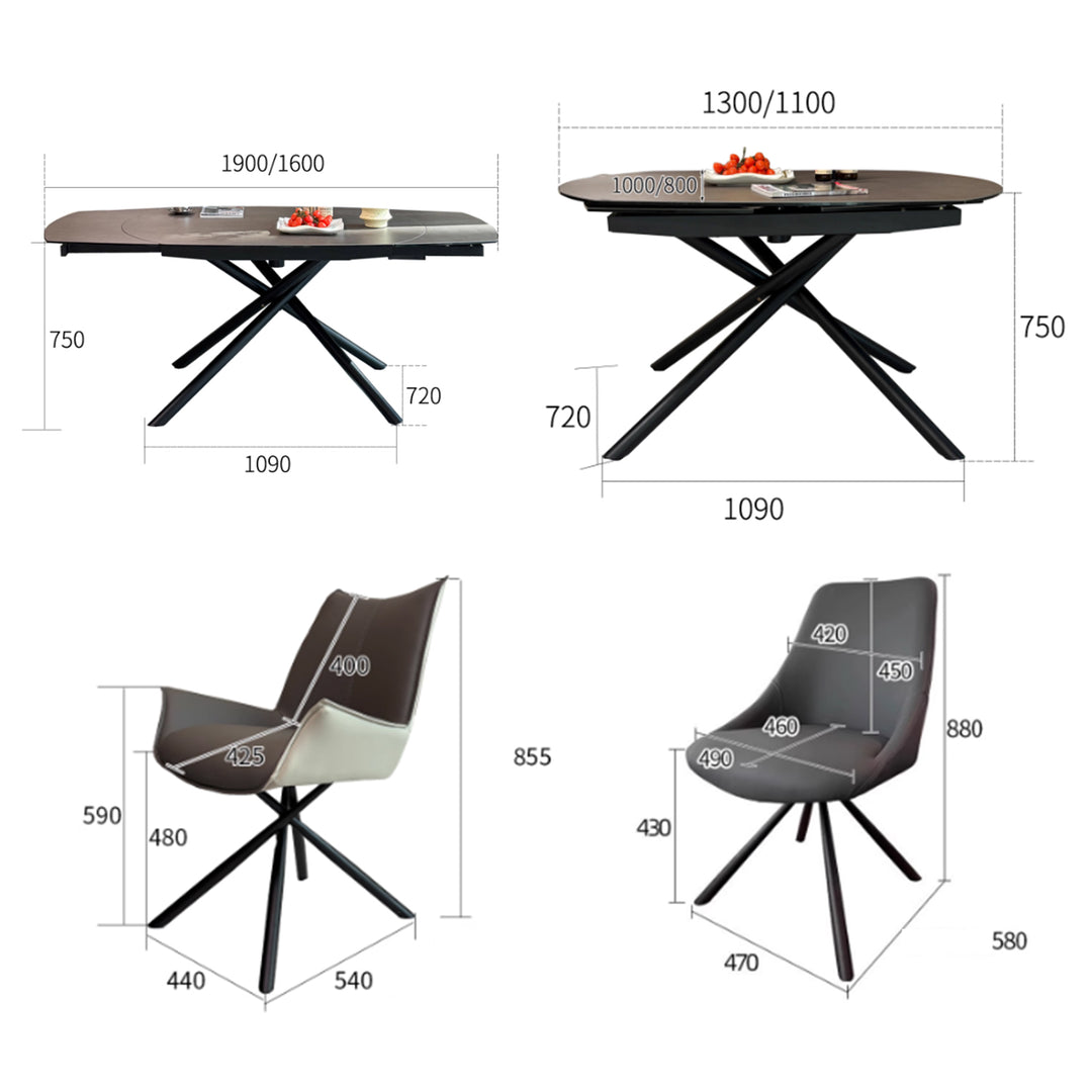 MAS-3554 Masdio Sintered Stone Extendable Dining Table