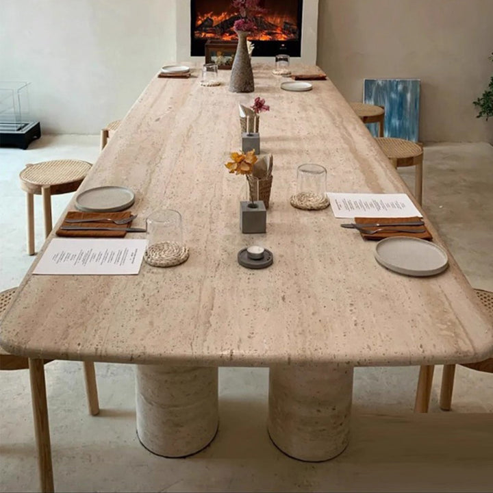 MAS-3661 Masdio Wabi Sabi Travertine Dining Table