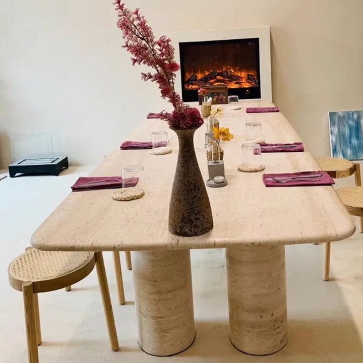 MAS-3661 Masdio Wabi Sabi Travertine Dining Table