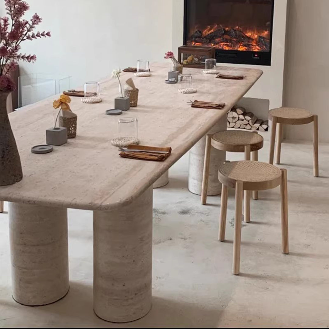 MAS-3661 Masdio Wabi Sabi Travertine Dining Table