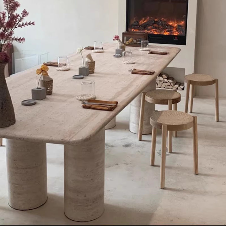 MAS-3661 Masdio Wabi Sabi Travertine Dining Table