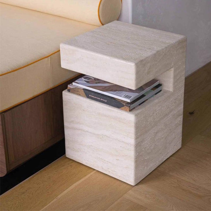 MAS-3773 Masdio Modern Travertine Side Table