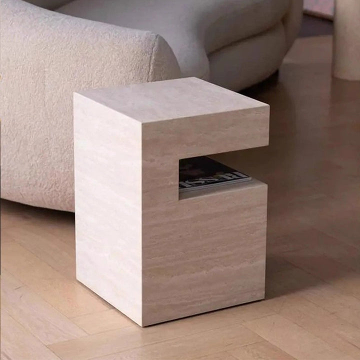 MAS-3773 Masdio Modern Travertine Side Table