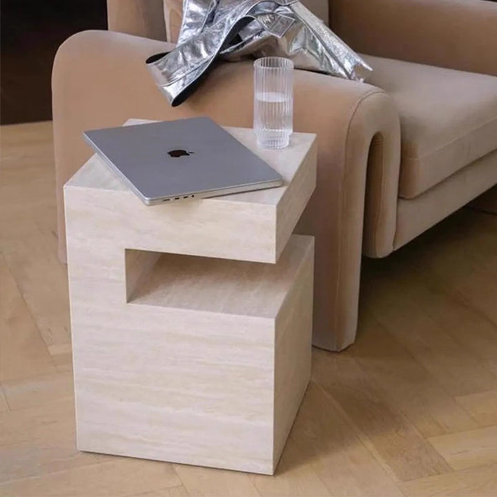 MAS-3773 Masdio Modern Travertine Side Table