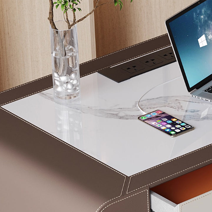 MAS-3849 Masdio Modern Saddle Leather Study Table