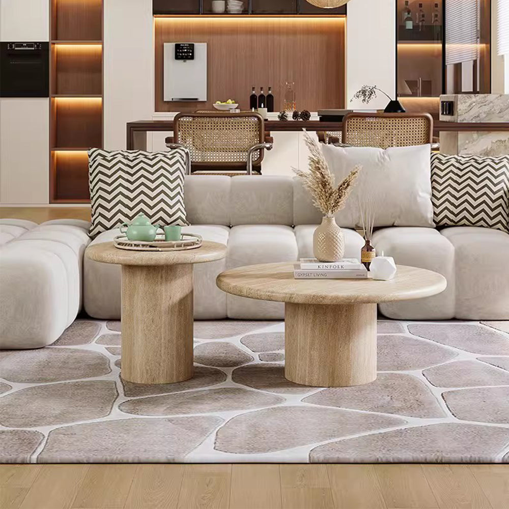 MAS-4070 Masdio Wabi Sabi Round Travertine Coffee Table Masdio