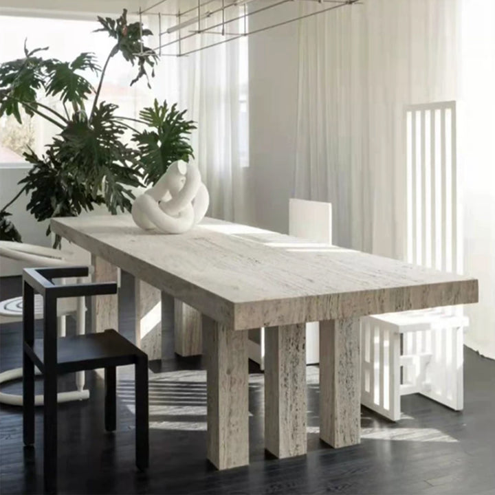 MAS-4149 Masdio Wabi Sabi Travertine Dining Table Masdio