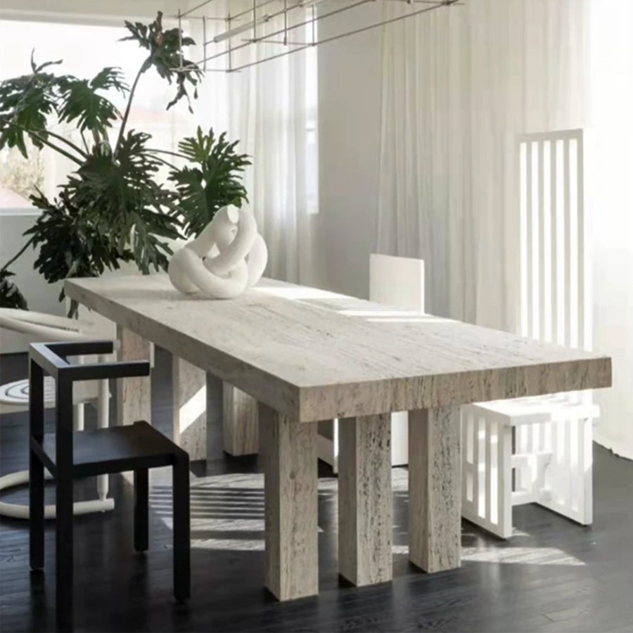 MAS-4149 Masdio Wabi Sabi Travertine Dining Table Masdio