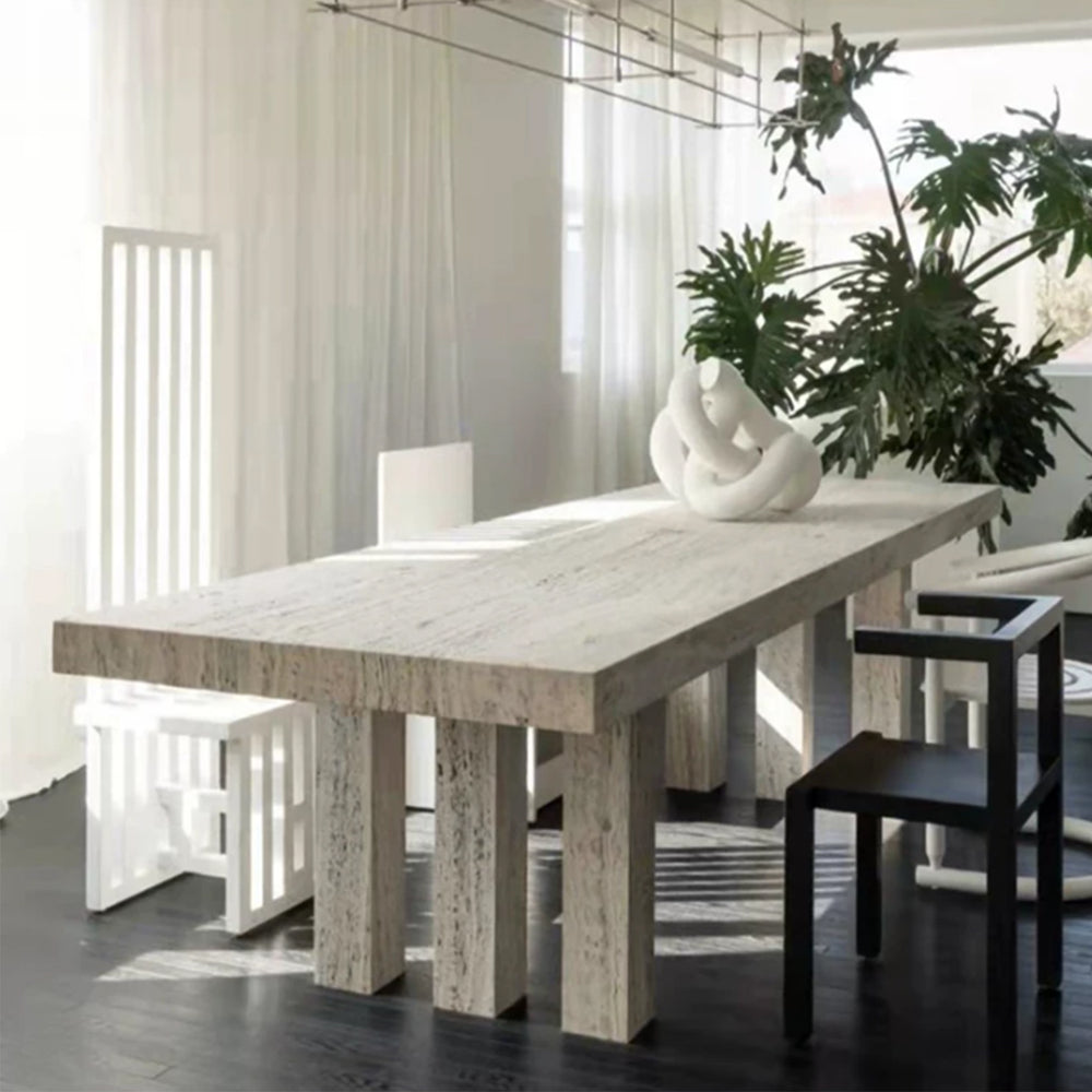 MAS-4149 Masdio Wabi Sabi Travertine Dining Table Masdio