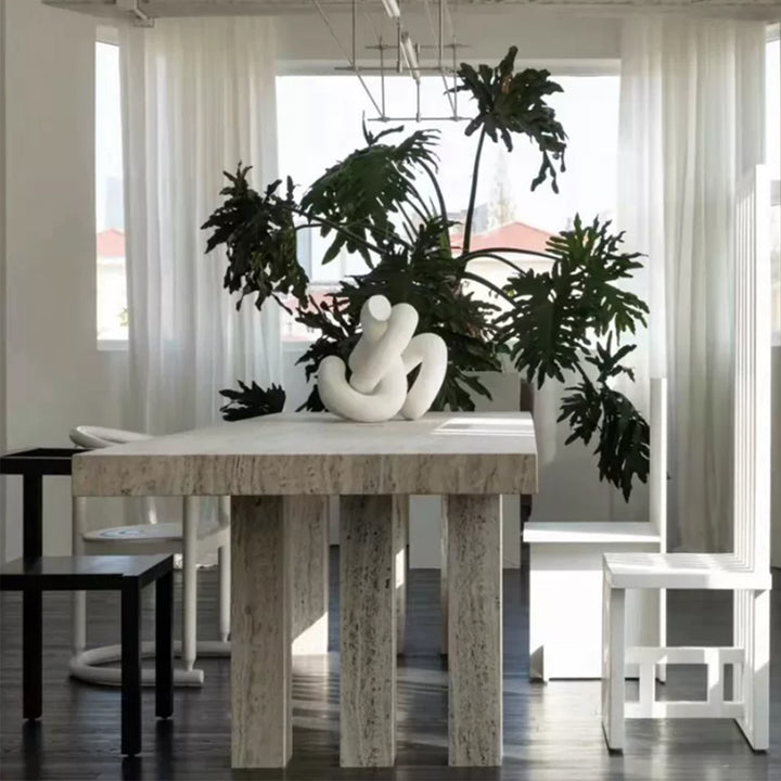 MAS-4149 Masdio Wabi Sabi Travertine Dining Table Masdio