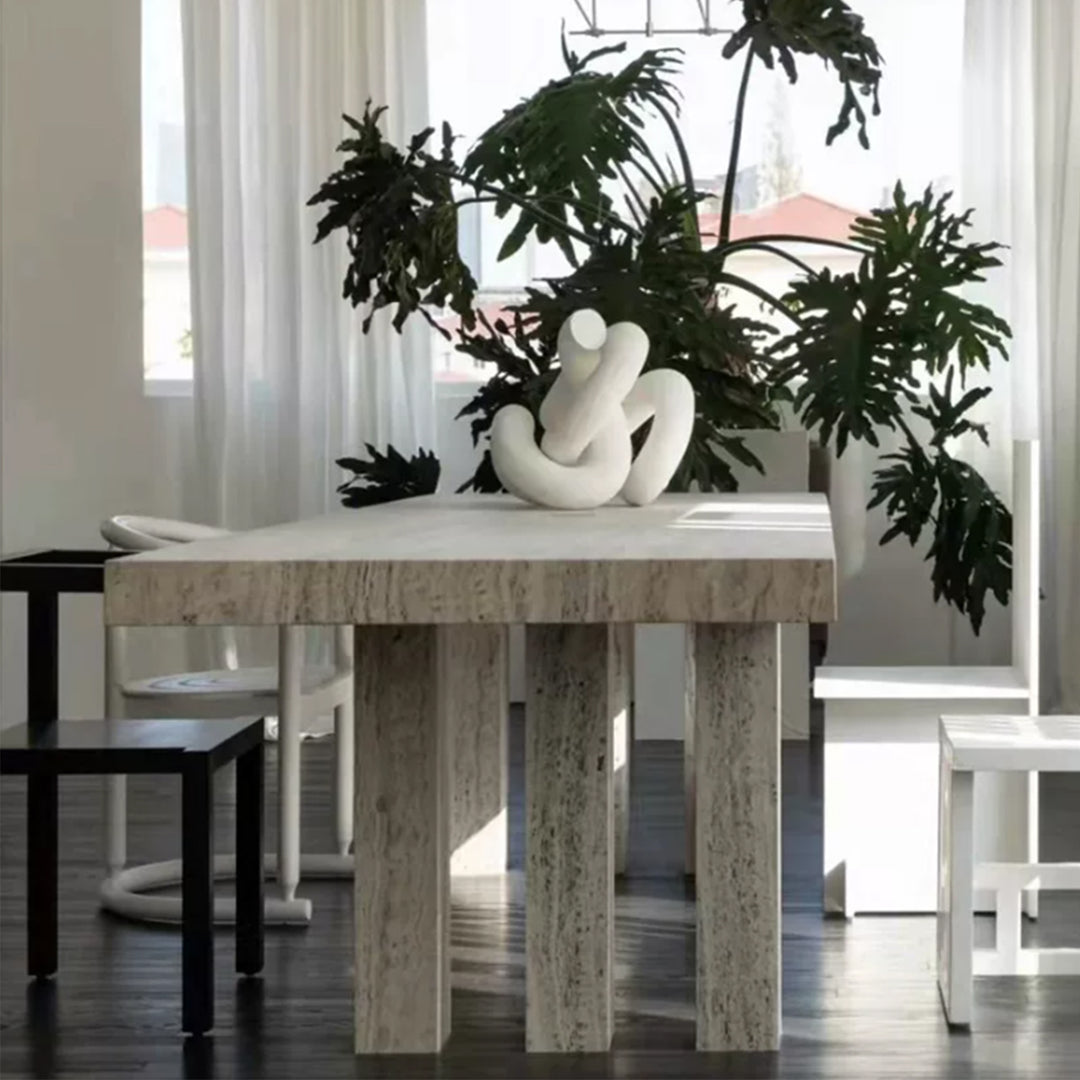 MAS-4149 Masdio Wabi Sabi Travertine Dining Table Masdio