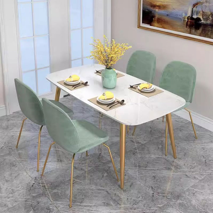 MAS-1380 Masdio Modern Minimalist Marble Gold Dining Table Masdio