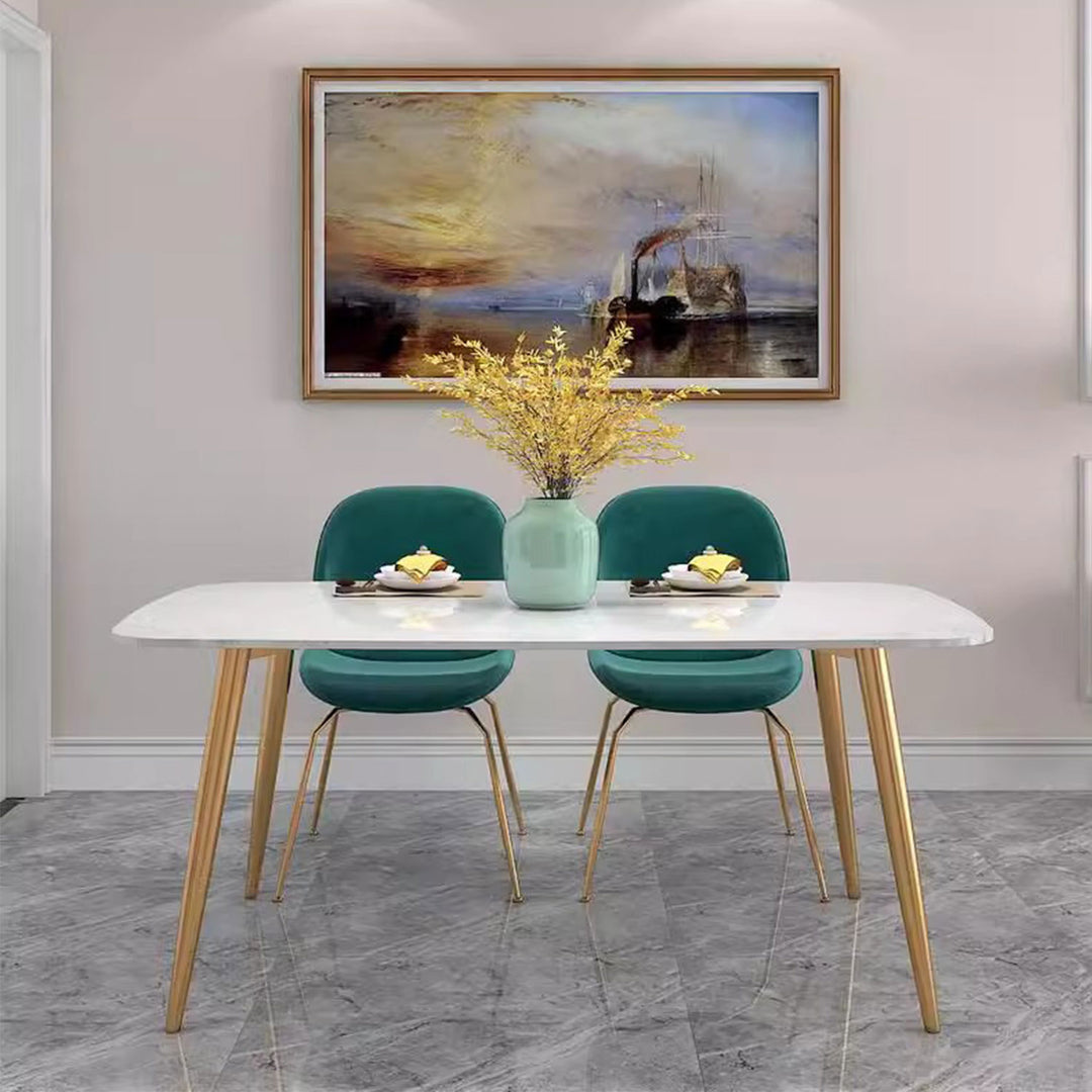 MAS-1380 Masdio Modern Minimalist Marble Gold Dining Table Masdio