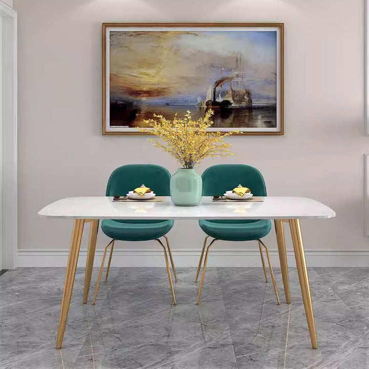 MAS-1380 Masdio Modern Minimalist Marble Gold Dining Table