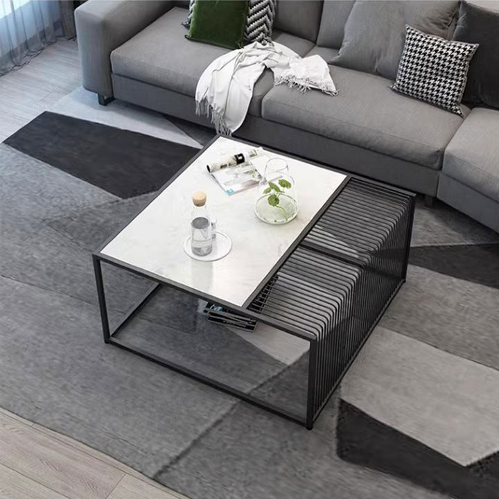 MAS-1389 Masdio Minimalist Marble Metal Frame Coffee Table