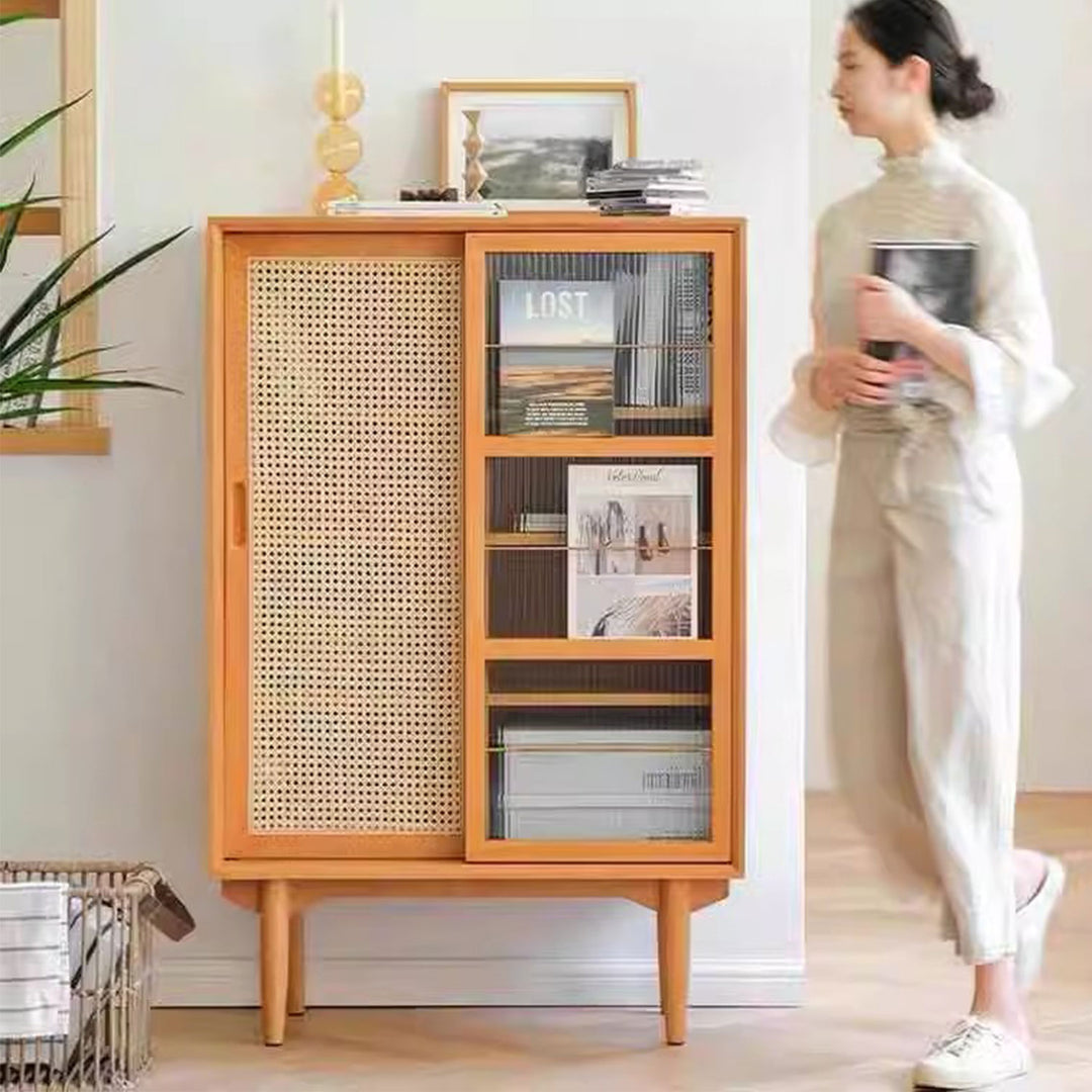 Modern Solid Wood Sideboard with Unique Door Design Present Them