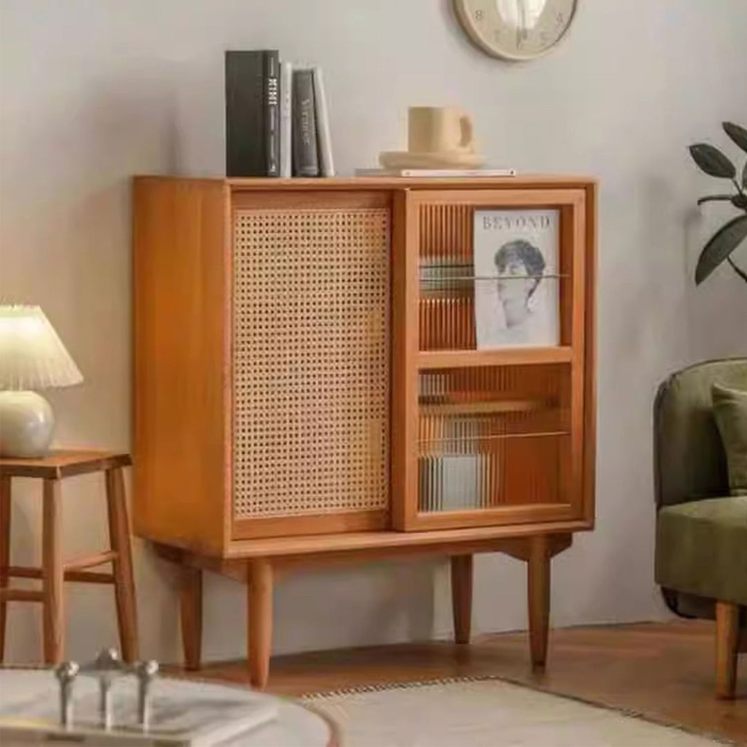 Modern Solid Wood Sideboard with Unique Door Design Present Them