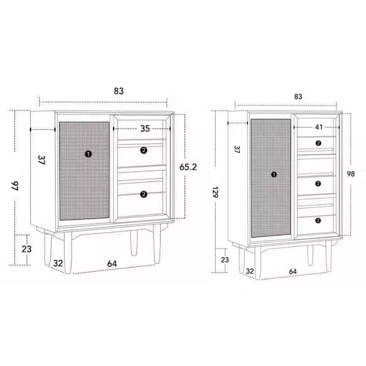 Modern Solid Wood Sideboard with Unique Door Design