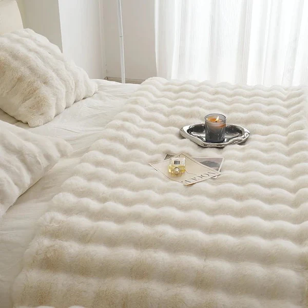 Rabbit Faux-Fur Blanket Throw Masdio