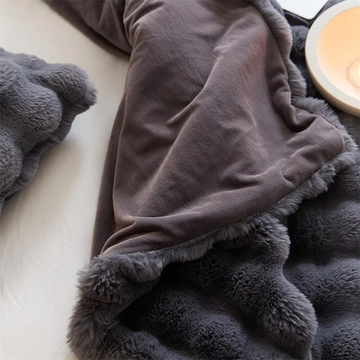 Rabbit Faux-Fur Blanket Throw Masdio