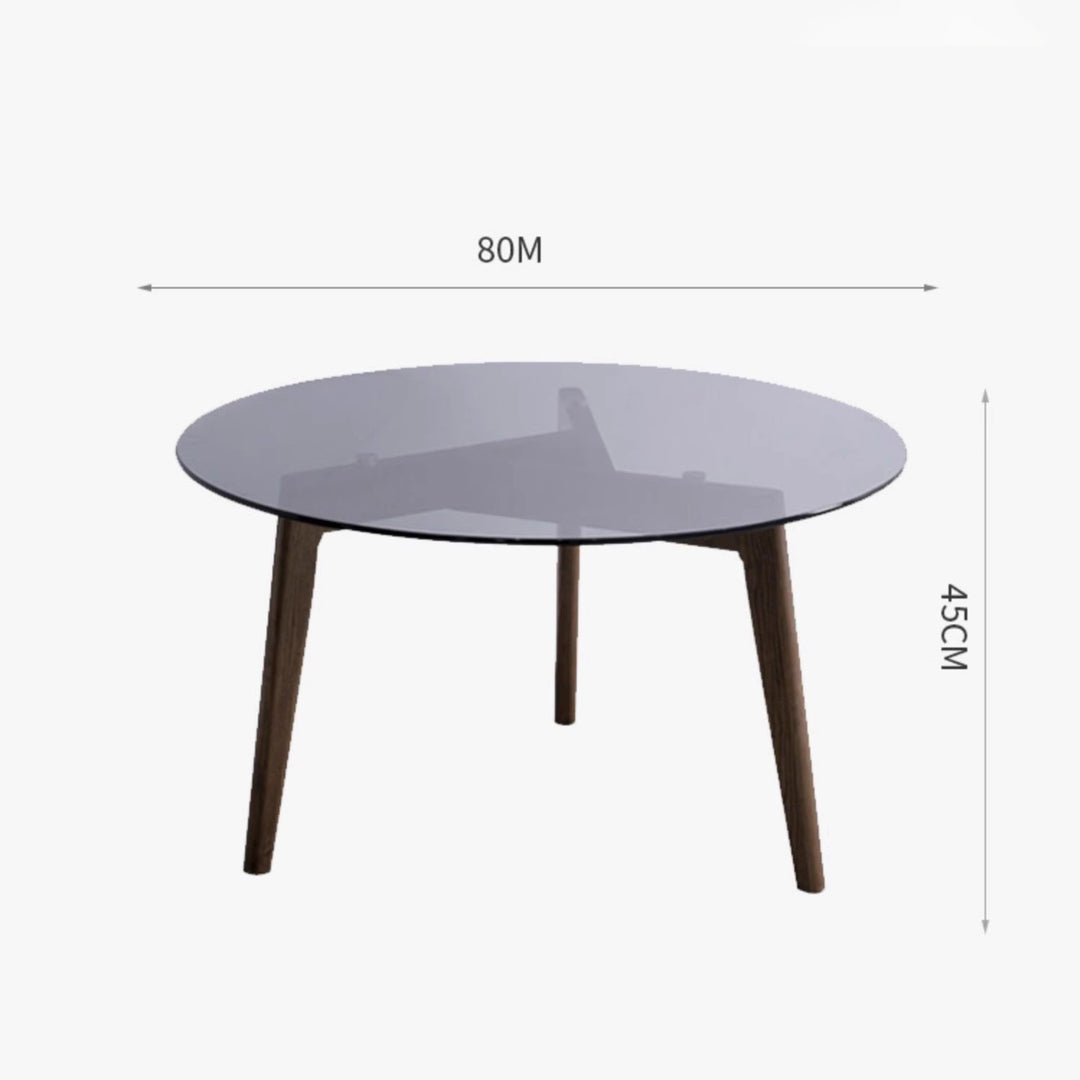 MAS-1372 Masdio Round Glass Solid Wood Coffee Table