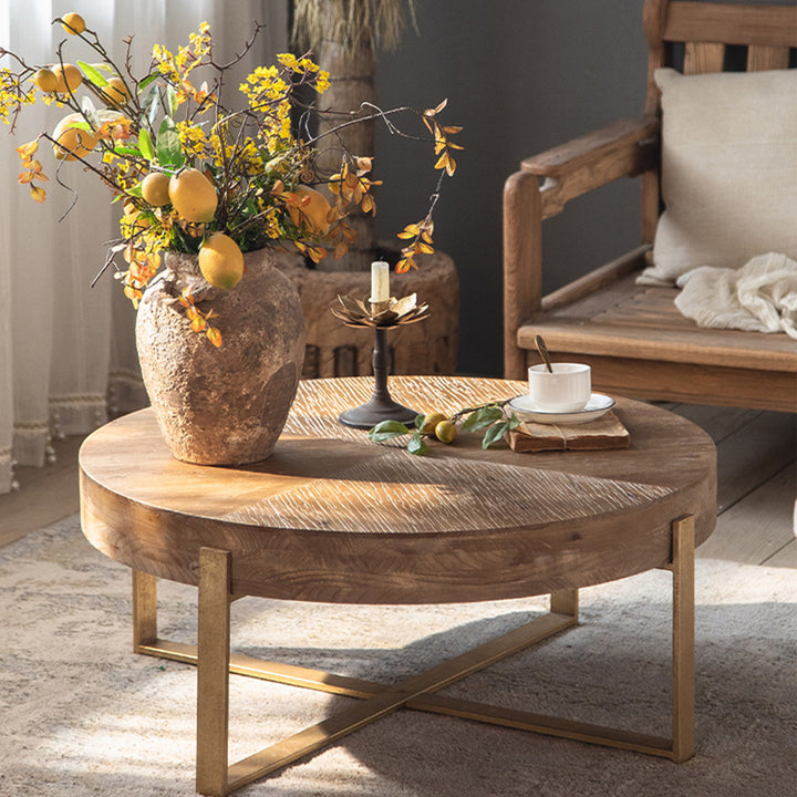 MAS-1245 Masdio Rustic Farmhouse Round Coffee Table