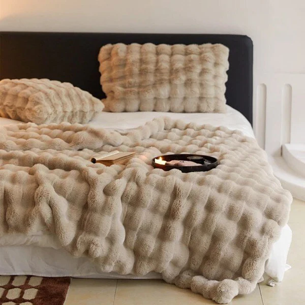 Rabbit Faux-Fur Blanket Throw Masdio