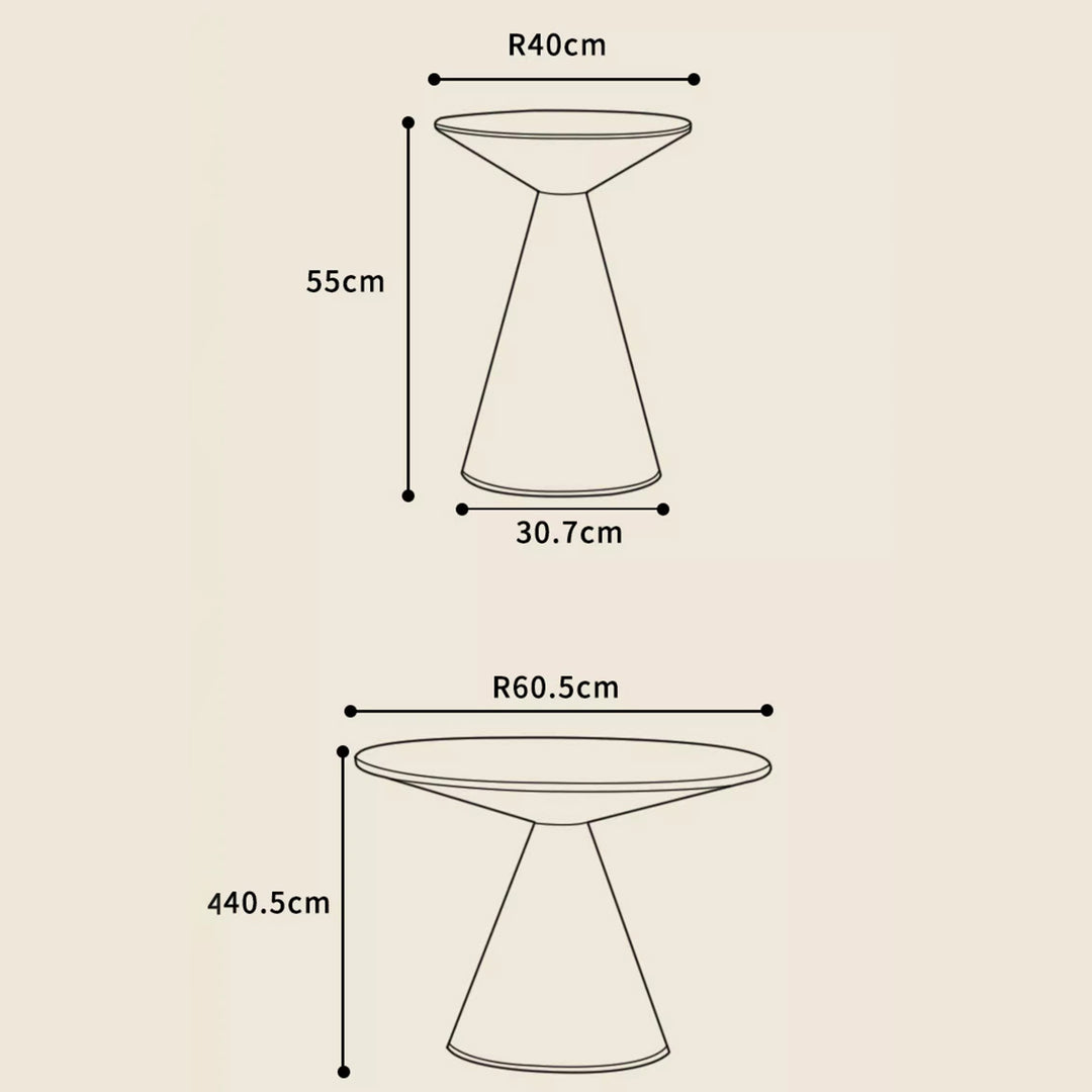 MAS-1254 Masdio Set of 2 Metal Conical End Tables