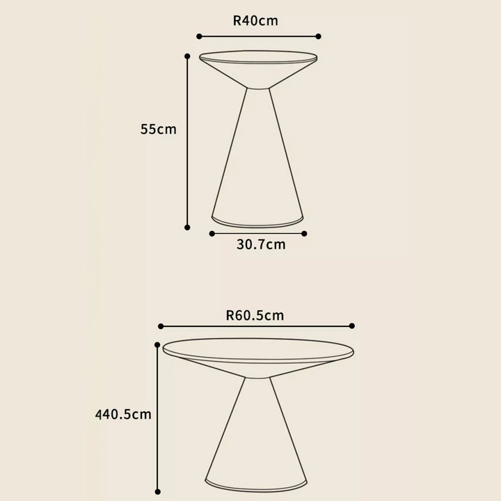 MAS-1254 Masdio Set of 2 Metal Conical End Tables