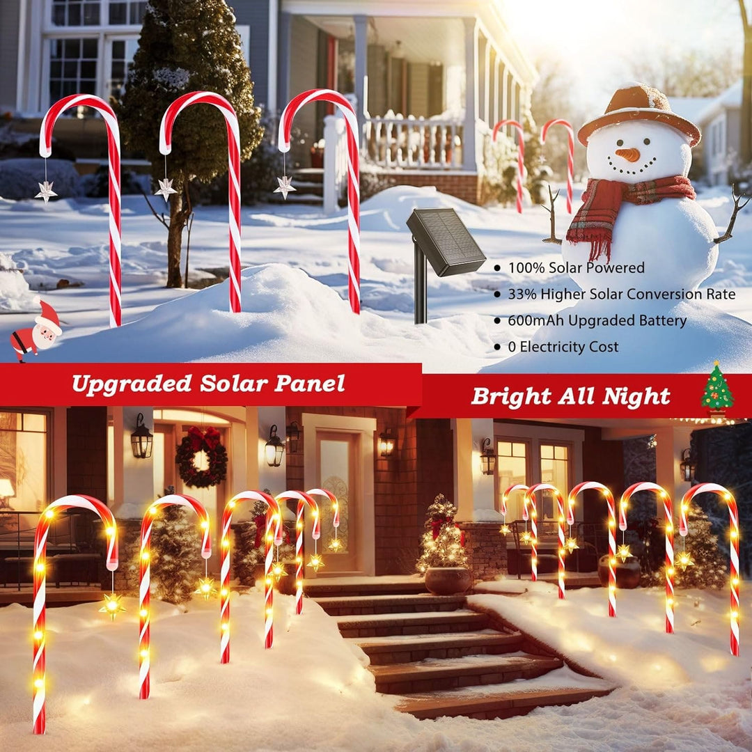 Solar Candy Cane Outdoor Yard - Christmas Version （24 Pack） Masdio