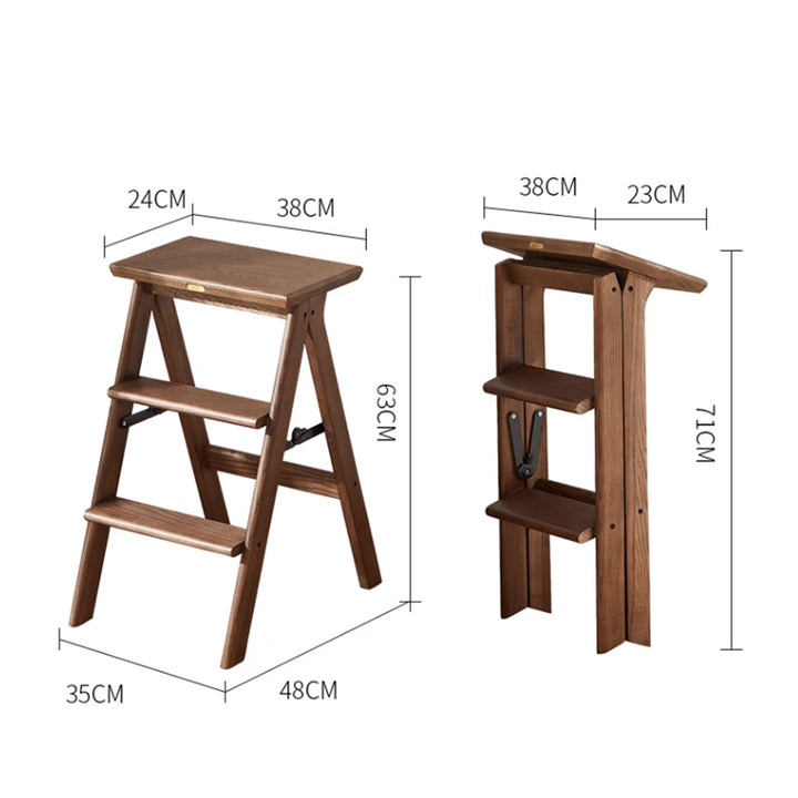 MAS-1266 Madsio Solid Pine Wood Folding Step Stool