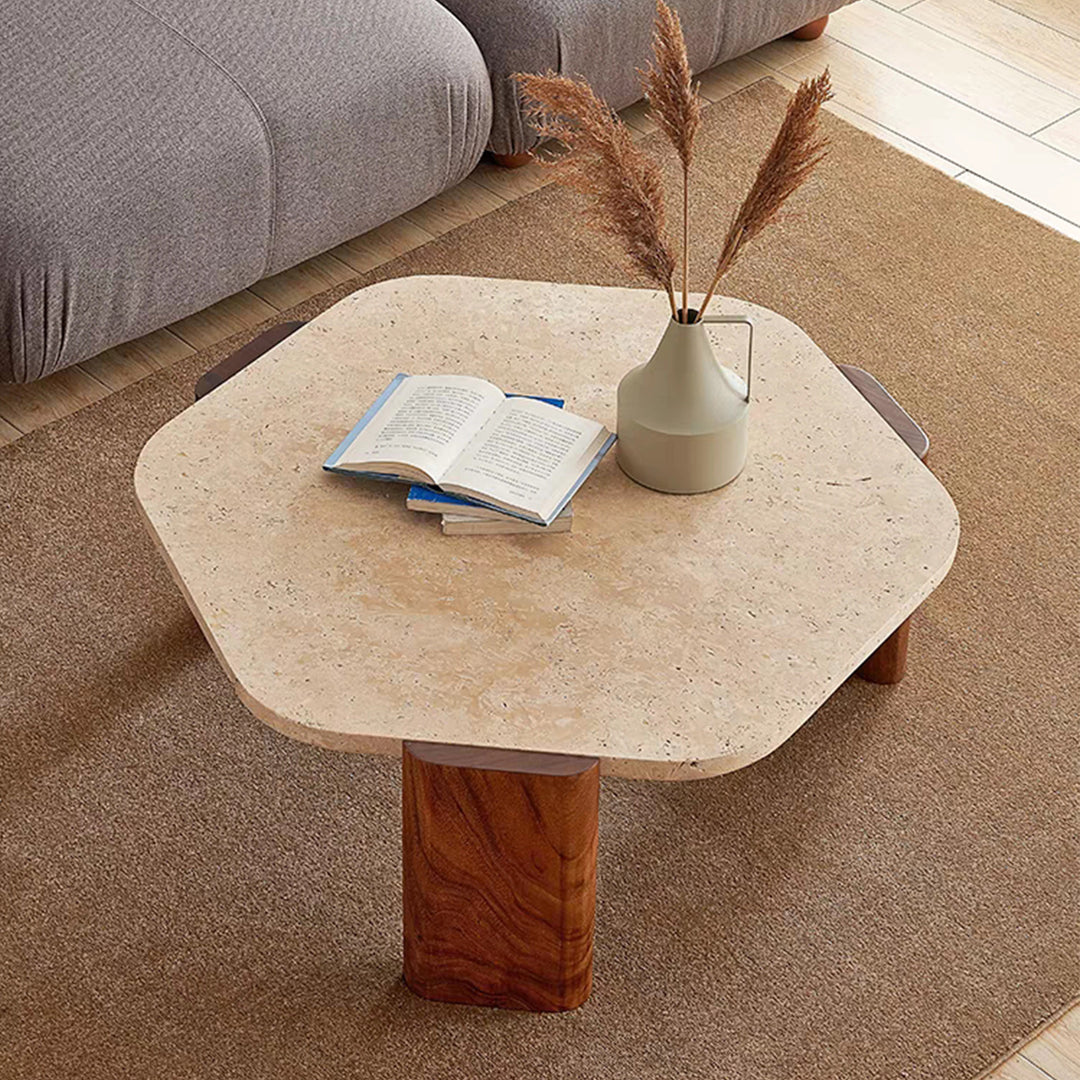 MAS-1249 Masdio Travertine Marble Round Coffee Table