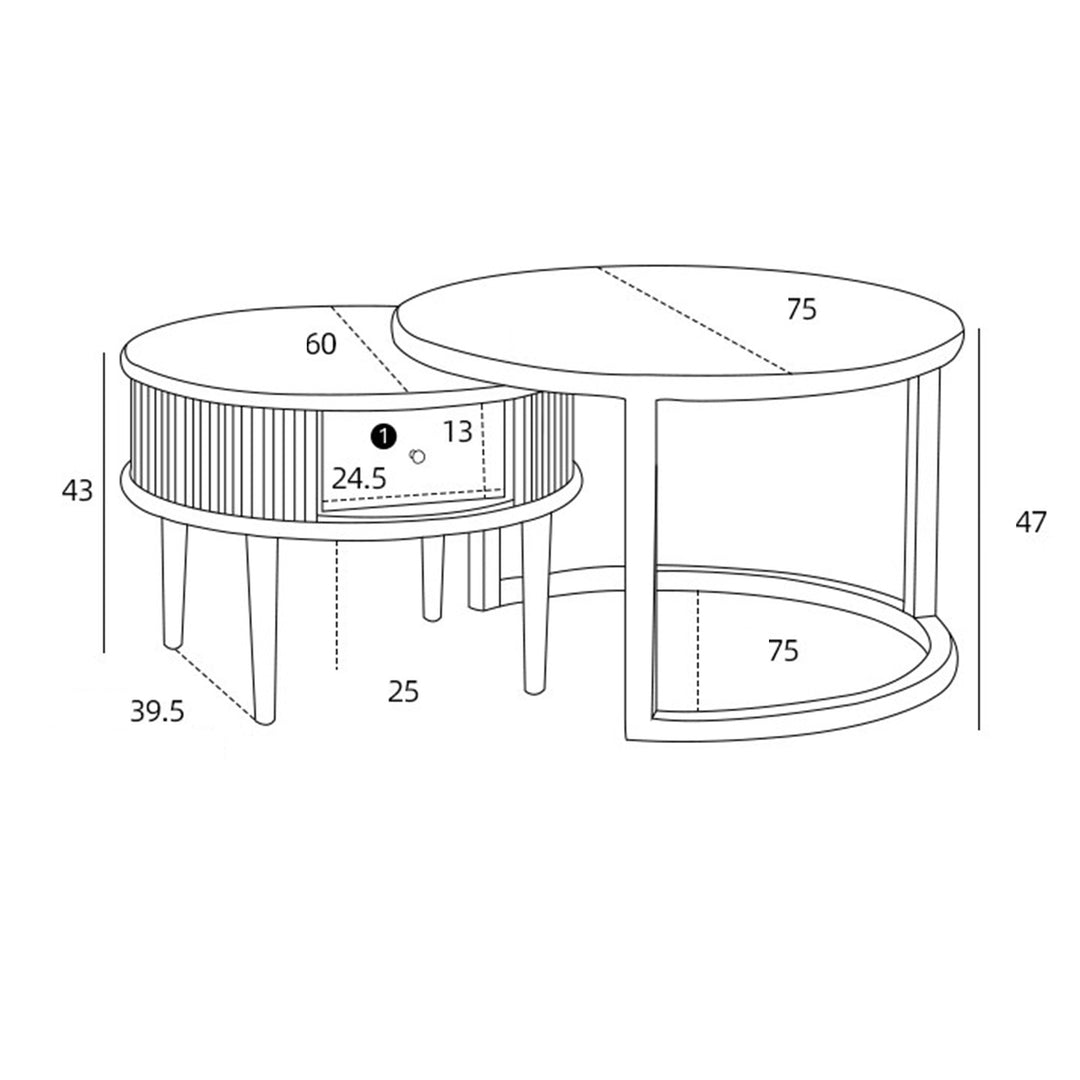 MAS-1231 Masdio Round Coffee Table Set