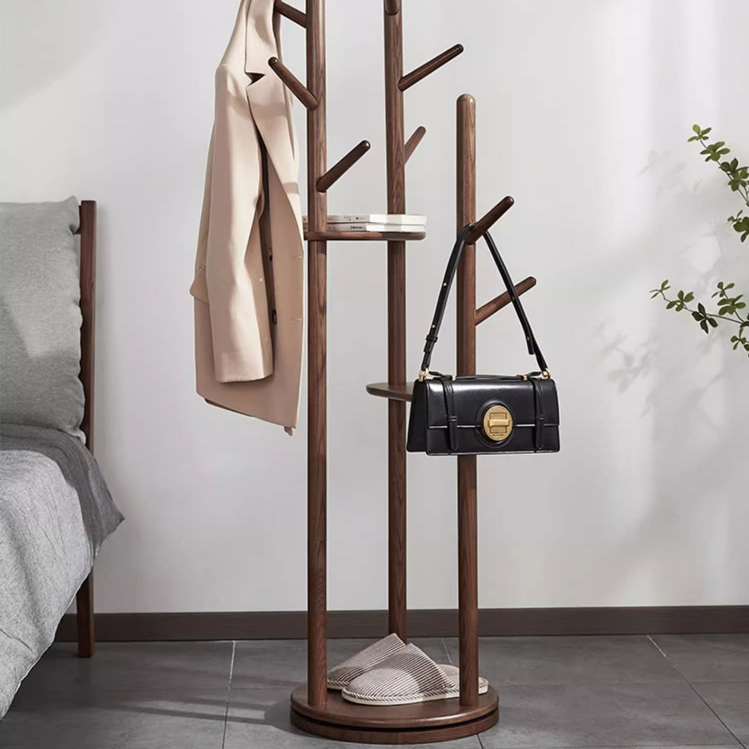 Walnut Rotary Coat Rack