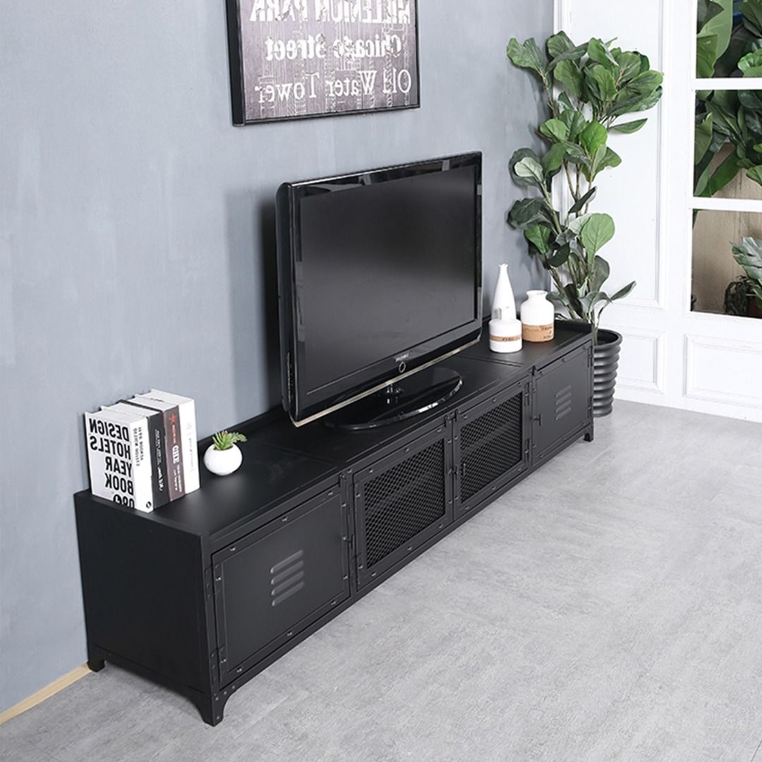 Blake Modern Industrial Metal TV Cabinet Console