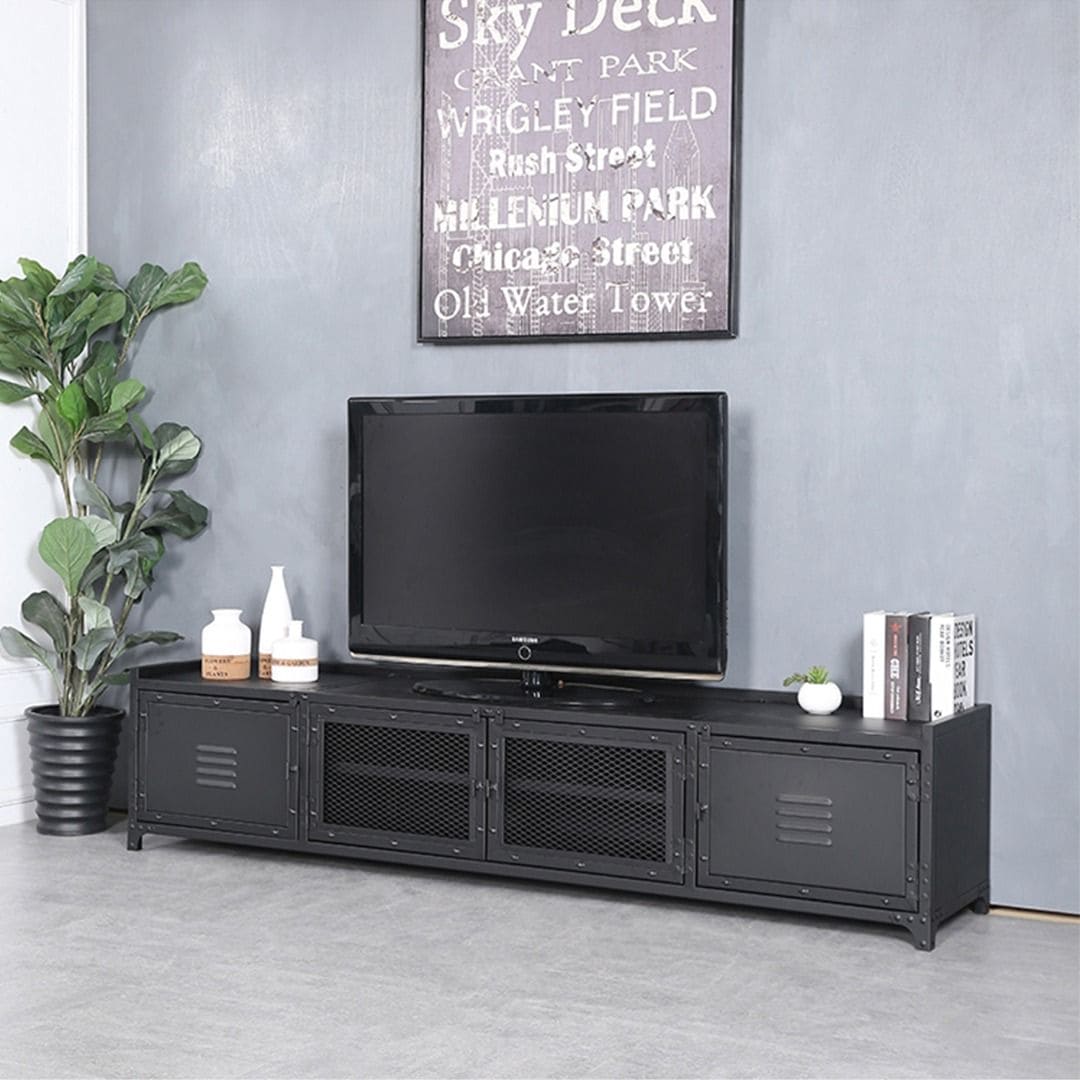 Blake Modern Industrial Metal TV Cabinet Console