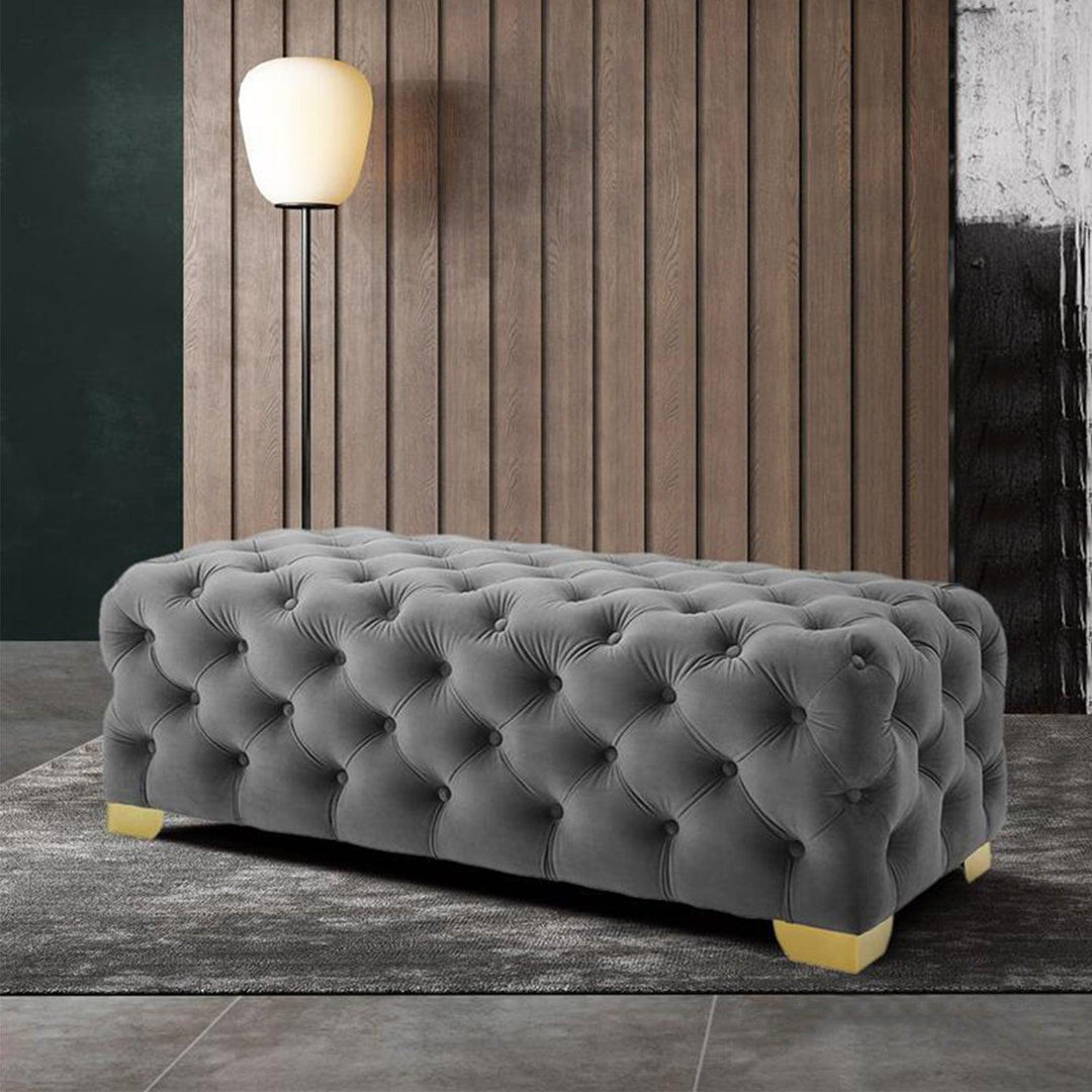 Presenthem Velvet Tufted Ottoman Bench - Present Them