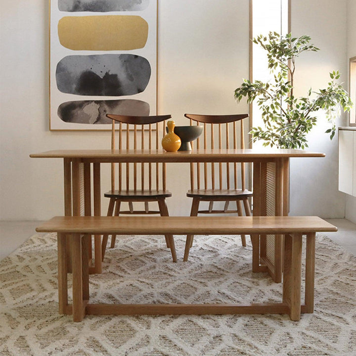 Presenthem solid wood rattan dining table/bench - Present Them