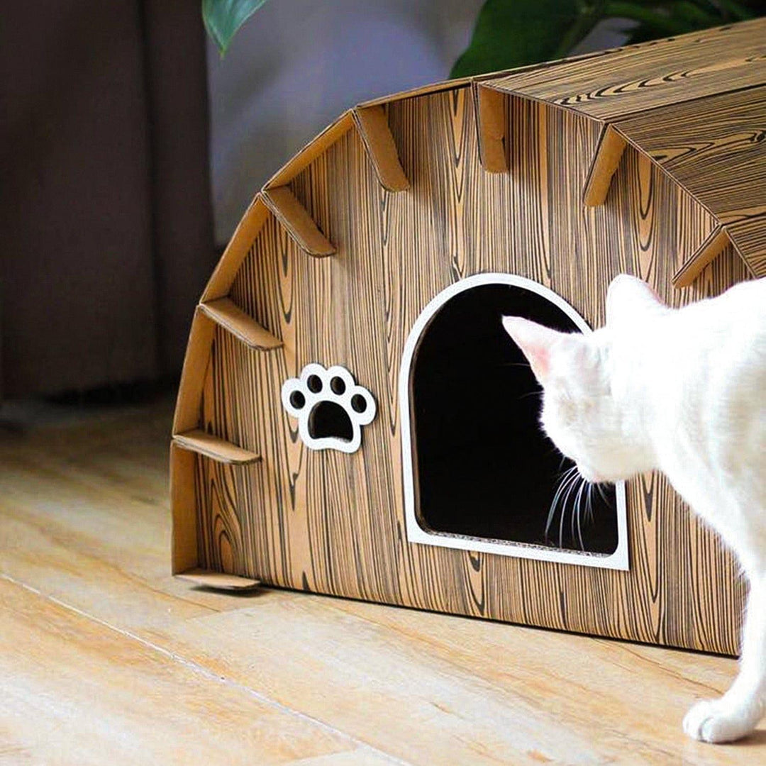 Cat House with Scratcher Present Them