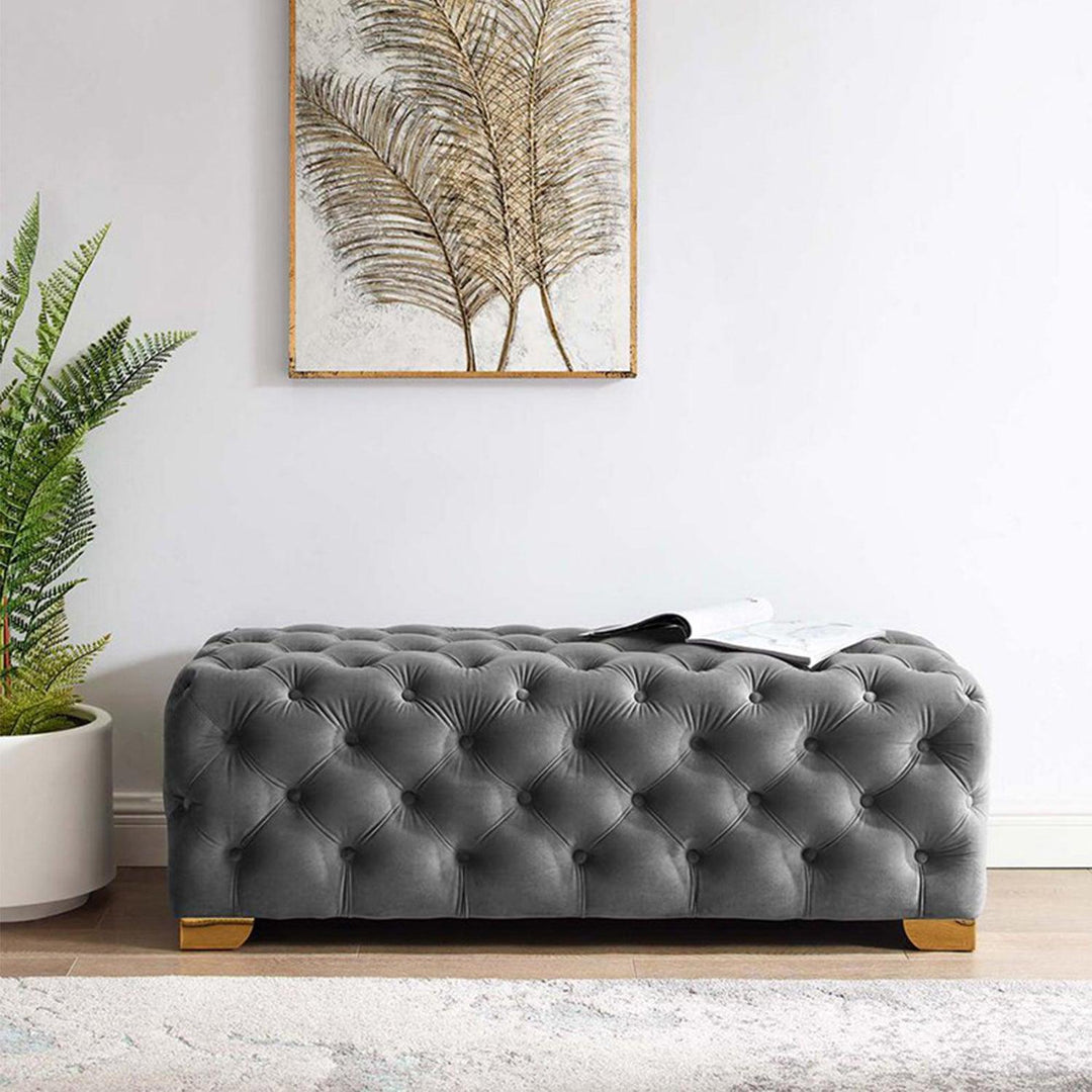 Presenthem Velvet Tufted Ottoman Bench - Present Them