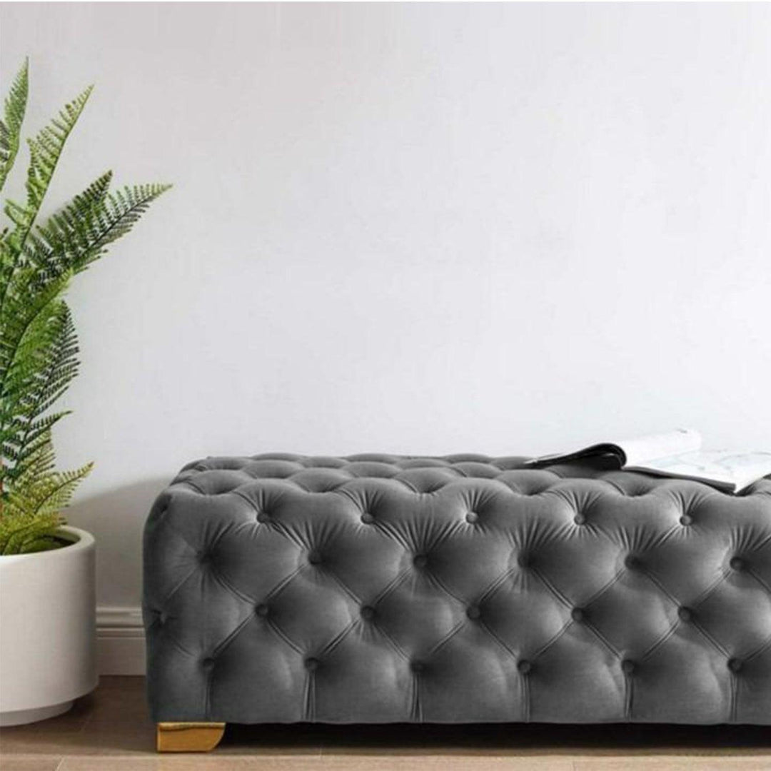 Presenthem Velvet Tufted Ottoman Bench - Present Them