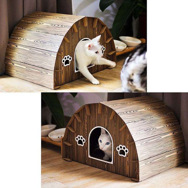 Cat House with Scratcher Present Them