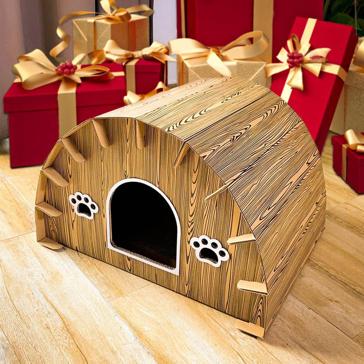 Cat House with Scratcher Present Them