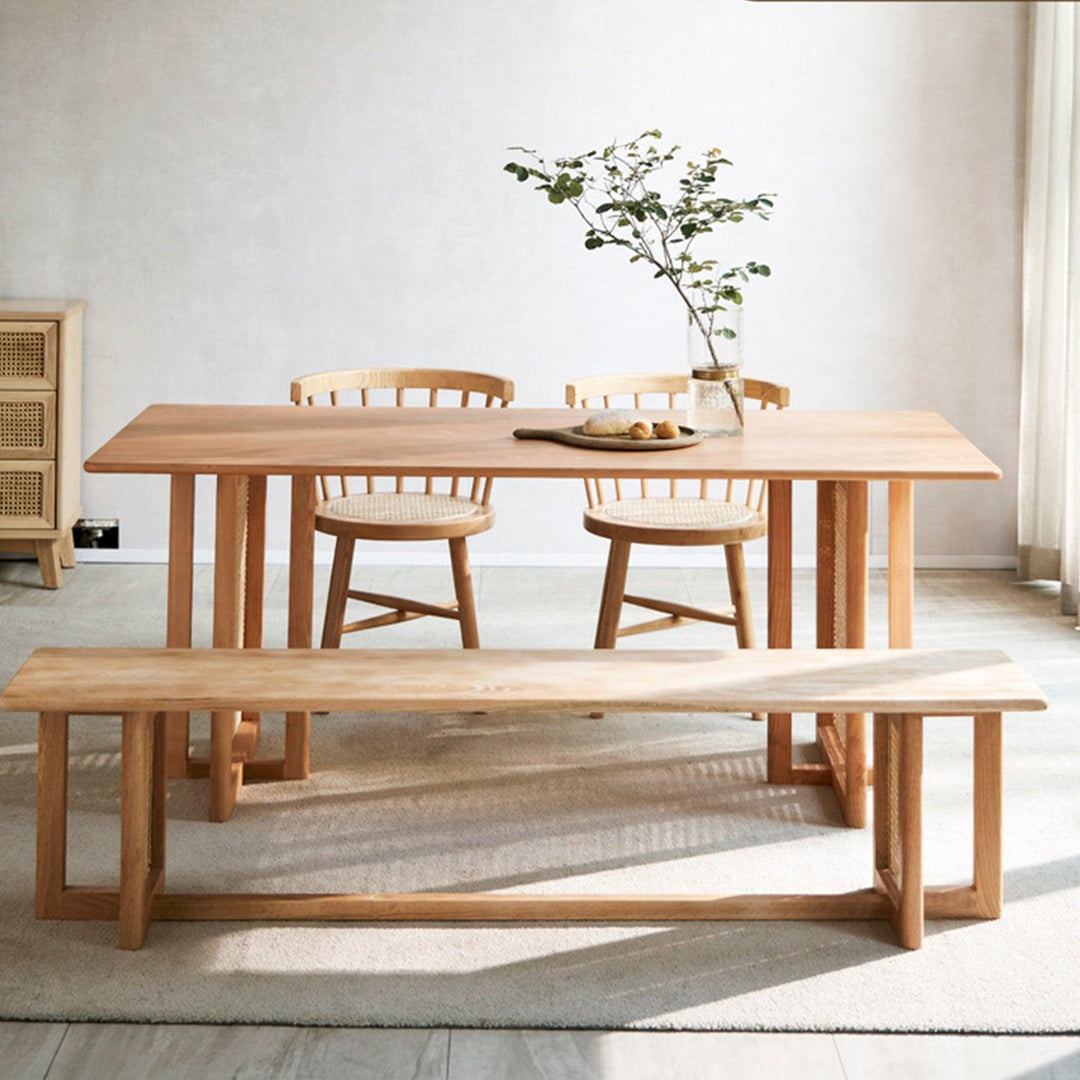 Presenthem solid wood rattan dining table/bench - Present Them