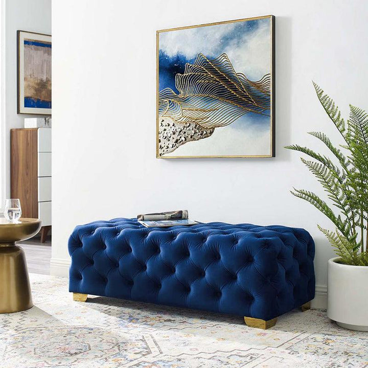 Presenthem Velvet Tufted Ottoman Bench - Present Them