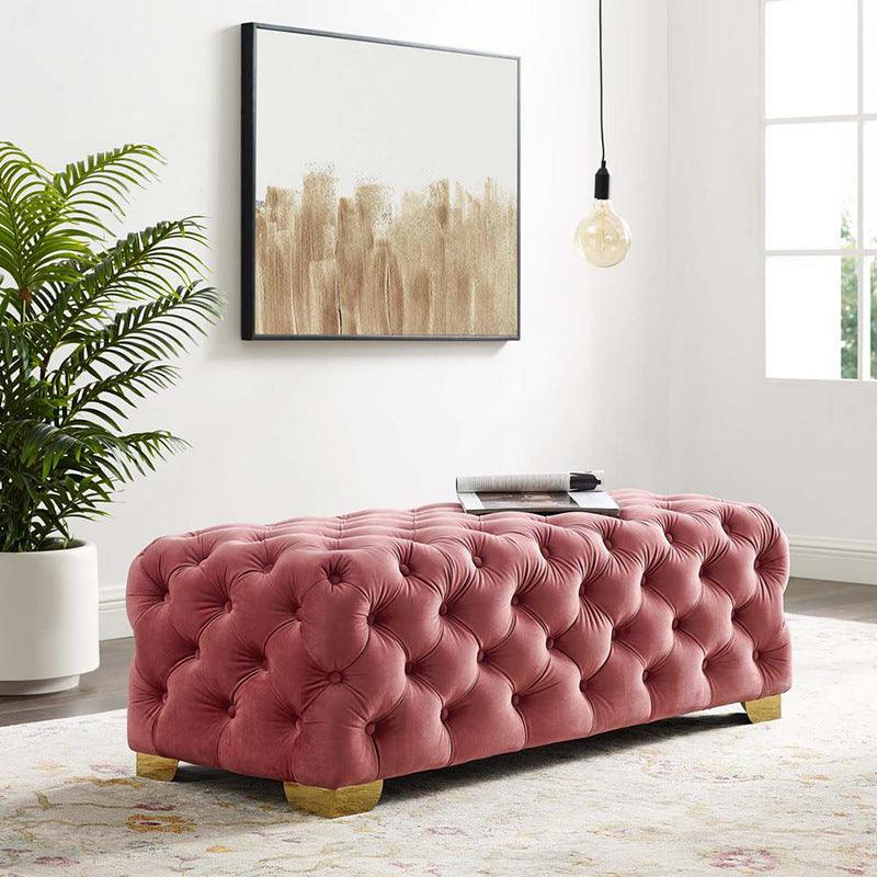 Presenthem Velvet Tufted Ottoman Bench - Present Them